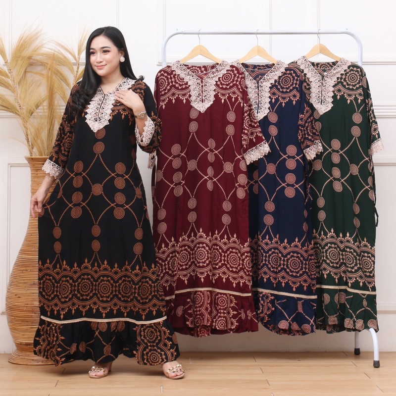 Gamis arab renda Zeema serut rayon Super Busui friendly