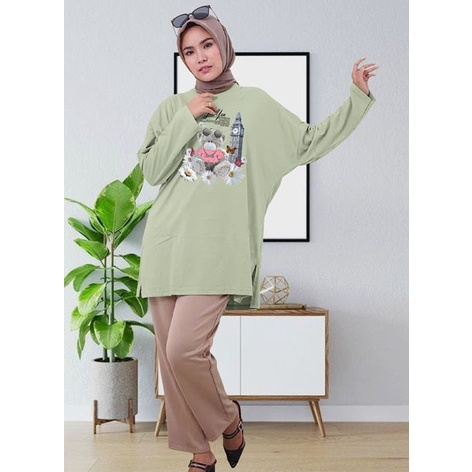 BLOUSE LENGAN PANJANG LD 130CM DTF BUNGA BEAR