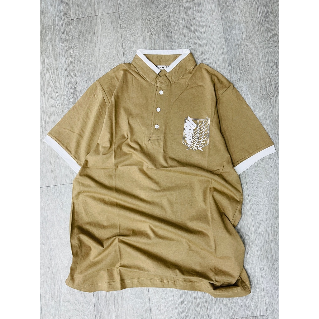 Kaos Polo Collar SNK CREAM Anime Manga Attack On Titan AOT Unisex