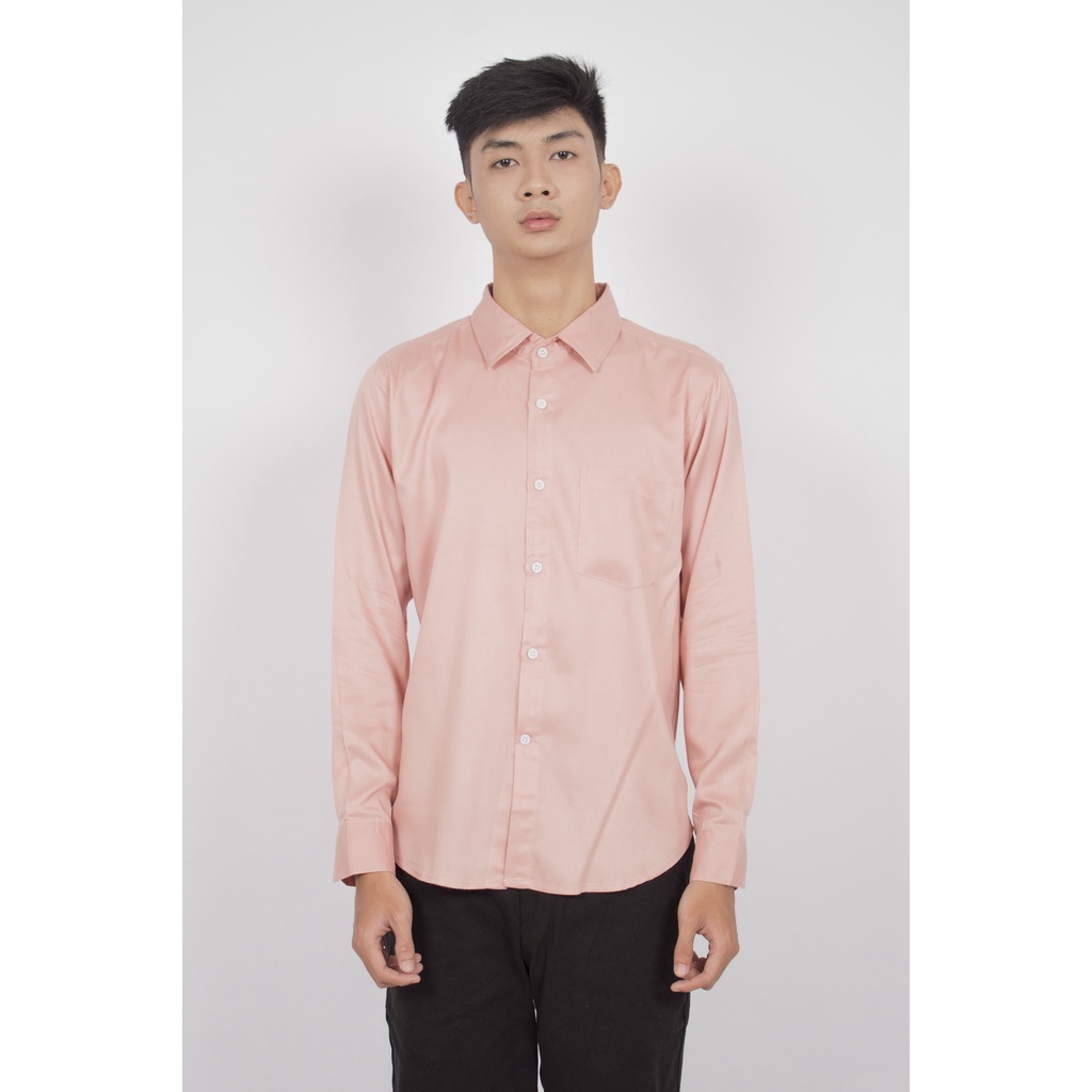 HIPNOP  MOSCO Blush  Kemeja Polos Pria Lengan Panjang Formal