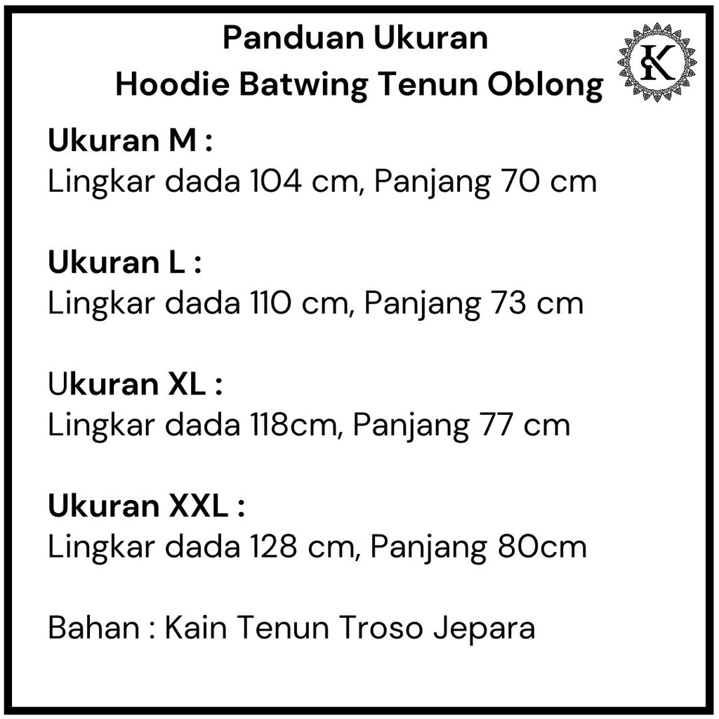 NEW Hoodie Tenun Batwing Oblong / Hoodie Ponco Tenun Etnik Pria Wanita - Kain Etnik