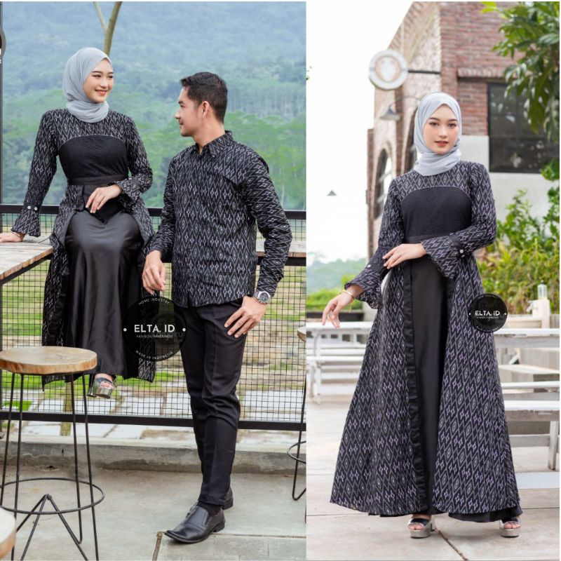 Gamis Couple Keluarga Baju Batik Sarimbit Keluarga Modern Lebaran Terbaru Sarimbit Gamis Jumbo S M L XL XXL