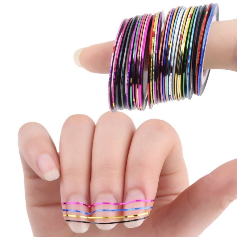 KMN Nail Art Stripping Tape Line Stiker Selotip Isolasi Kuku 1mm Pita Dekorasi Kuku DIY