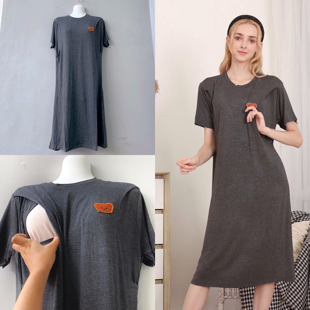 EVA - Baju Hamil Menyusui Spandek Rayon Stretch Daster Melar Bukaan Samping Kanan Kiri Busui Hamil Nursingwear