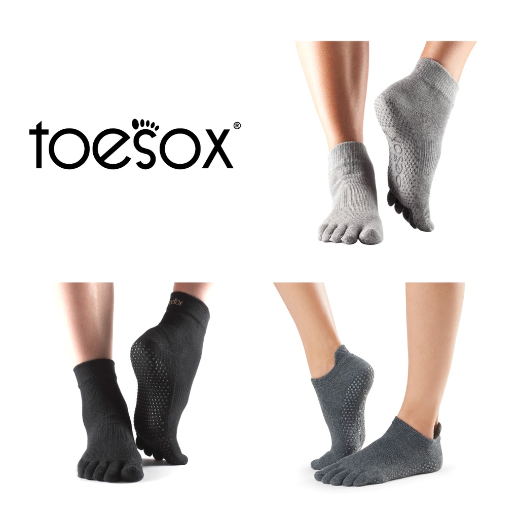 Grip Socks for MEN - Toesox Tavi Noir Shashi - Kaos Kaki Jari Pilates Yoga Barre Original - untuk Laki-laki Cowok