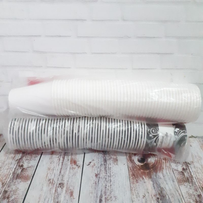 Gelas paper cup papercup kertas 8oz 8 oz dan 6.5oz 6.5 putih dan coklat cokelat kraft pantry kopi co