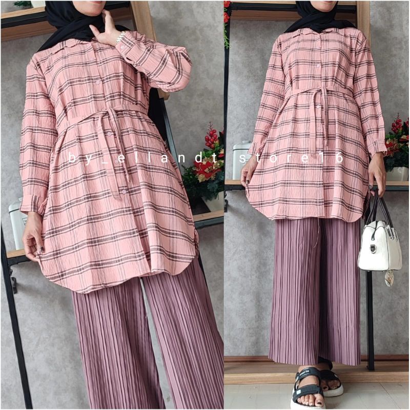 ONE SET TUNIK+KULOT PLISKET 338