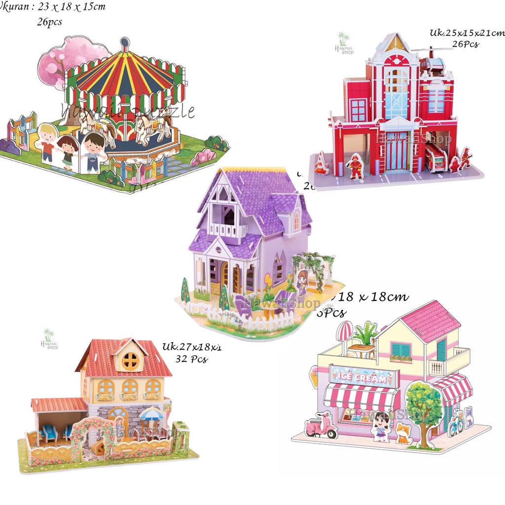 PUZZLE 3D FOAM ukuran Besar MERRY GO ROUND / HOUSE / DAMKAR / Mainan Edukasi Anak Puzzle 3D