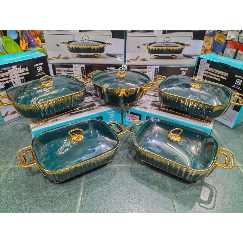 [Packing Kayu] Prasmanan Pesta Keramik Marble Nakami Set 5 Buah (Besar)