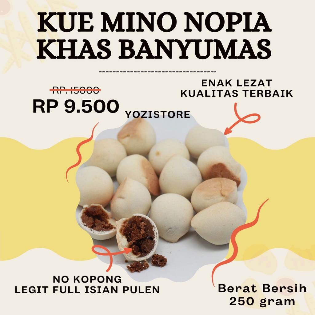 

Kue Nopia Mino Khas Banyumas Rasa Gula Jawa Dan Durian Original 250 gram