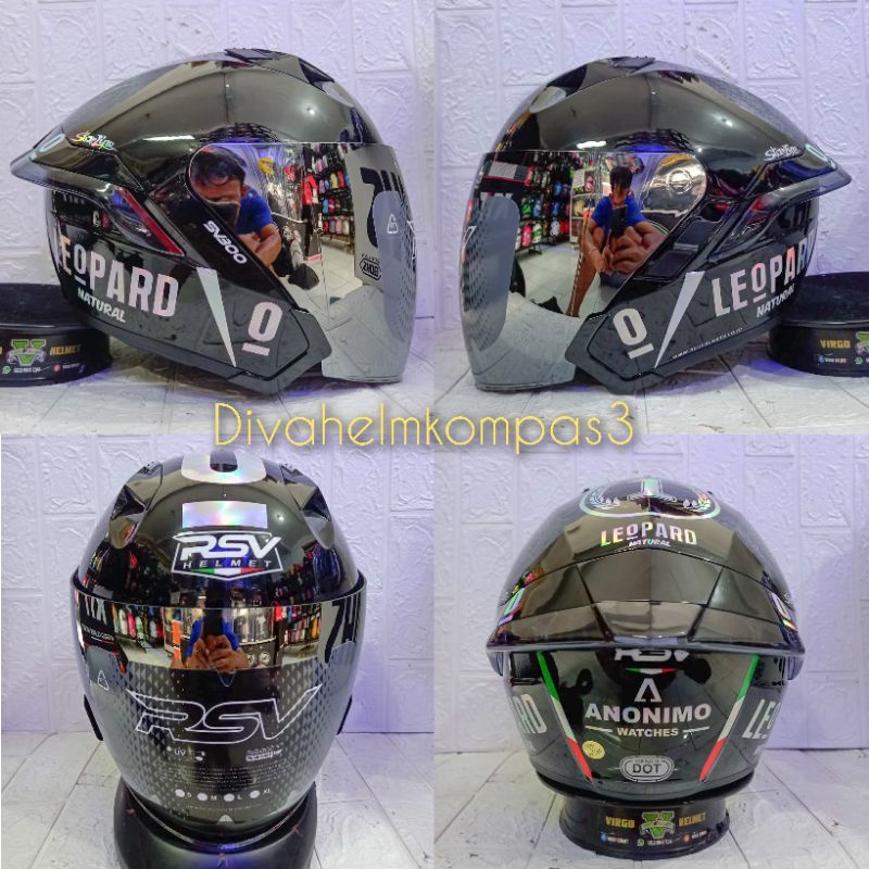 HELM RSV SV300 BLACK GLOSSY PAKET GANTENG LEOPARD ORIGINAL RSV