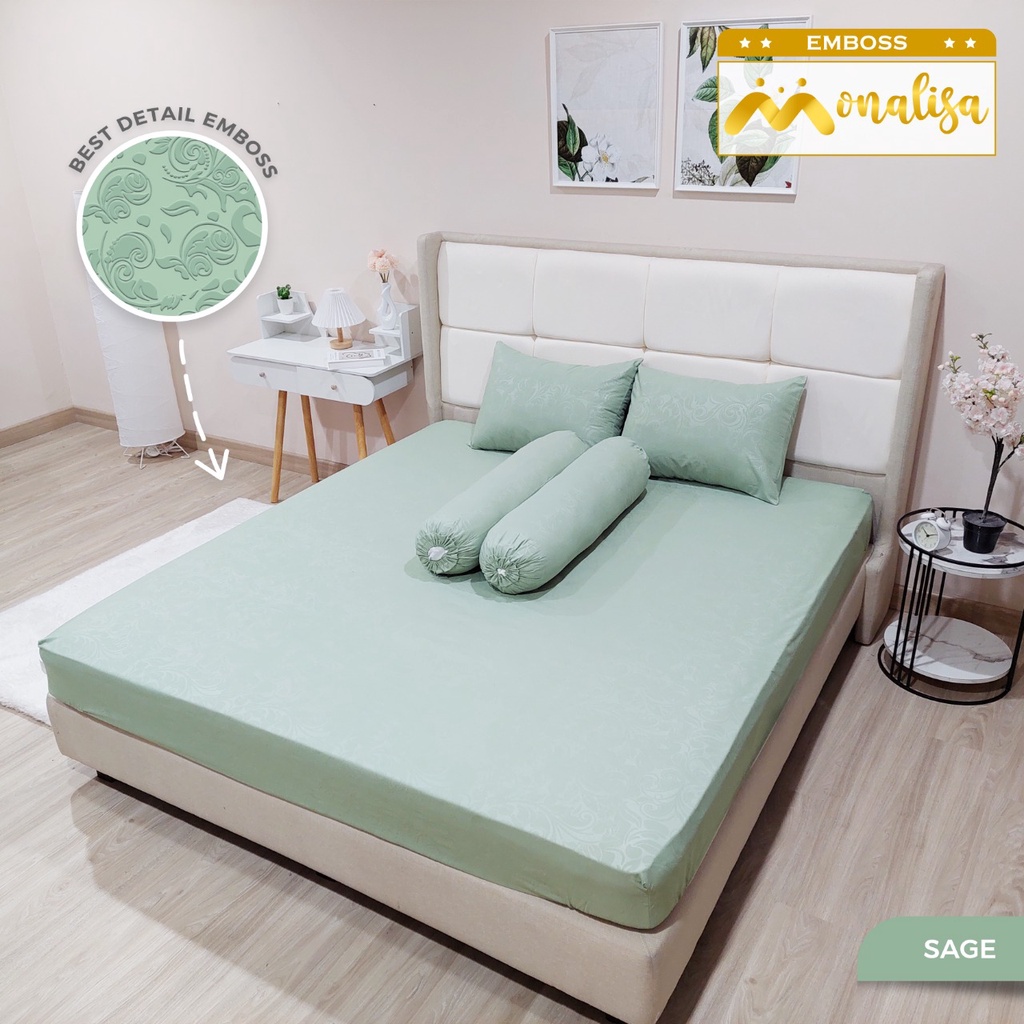 Monalisa Emboss Sprei Uk 160/180 - Sage