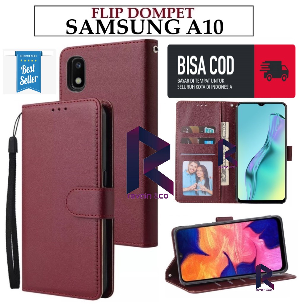 FLIP COVER SAMSUNG A10 FLIP WALLET LEATHER KULIT PREMIUM SARUNG BUKA TUTUP KESING HP FLIP CASE SAMSUNG A10