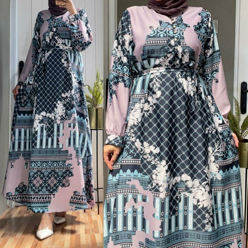 Maya Maxy, GAMIS WANITA MUSLIM CANTIK FIT XXL LD 110 BAHAN KATUN ARMANY SILK PREMIUM KANCING BUSUI TERMURAH TERLARIS OOTD