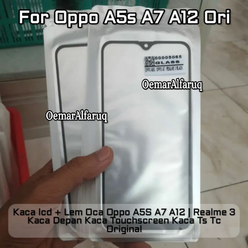 Kaca lcd + Lem Oca Oppo A5S A7 A12 | Realme 3 Kaca Depan Kaca Touchscreen Kaca Ts Tc
