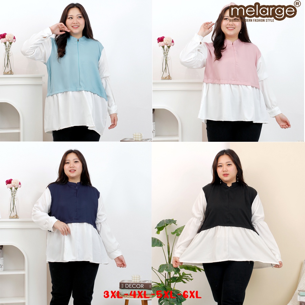 MELARGE - Kemeja Diandra Polos Jumbo 3xl 4xl 5xl 6xl Ld 100 Ld 110 Ld 120 Ld 130 L 140 Ld 150 / Keme