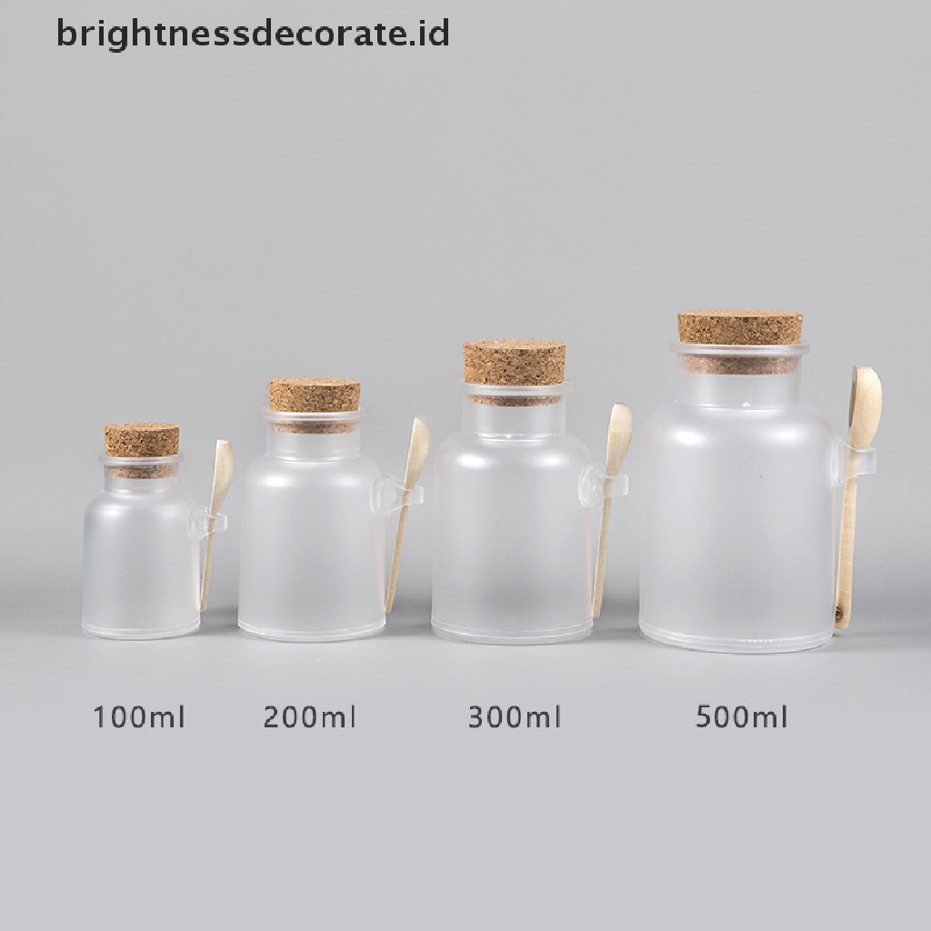 [Birth] Botol Garam Mandi Kosong Plastik Matte Cork Jar Botol Isi Ulang Dengan Sendok Kayu [ID]