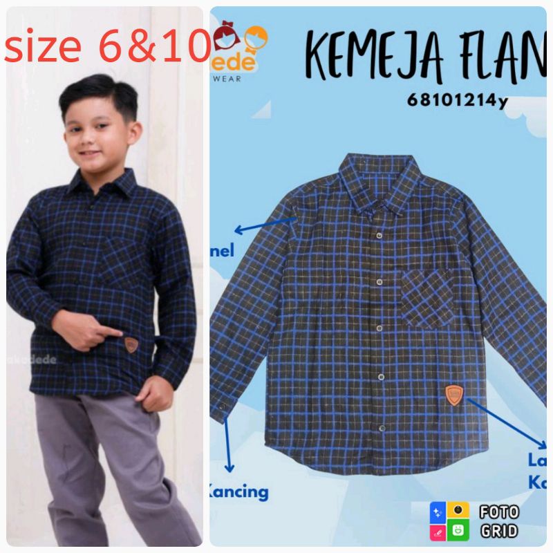 kemeja anak flanel kakadede