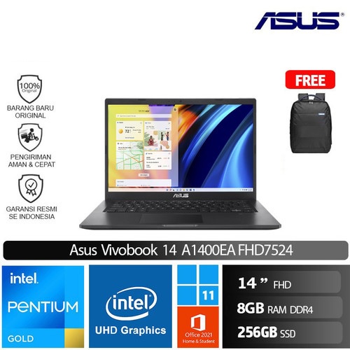 Asus A1400EA FHD7522 Intel Pentium Gold 7505 8G SSD 256G Win11 OHS FHD