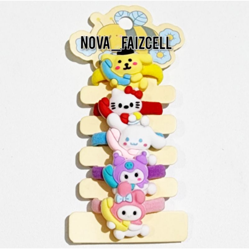 5 pcs / Set - Karet Rambut Anak Donut Sanrio Premium