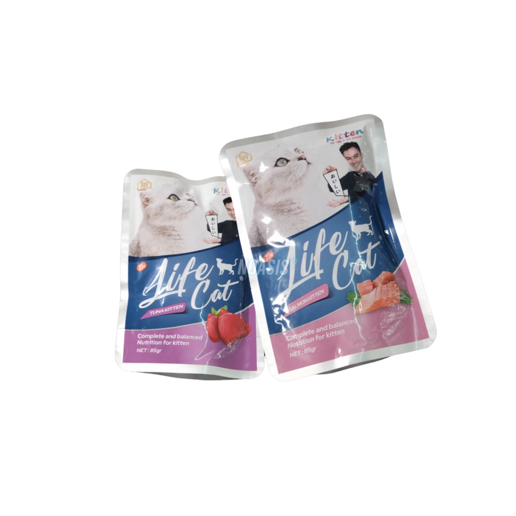 LIFE CAT POUCH 85 gr  makanan kucing basah 85 gr wet cat food per 1 dus box isi 24 sashet