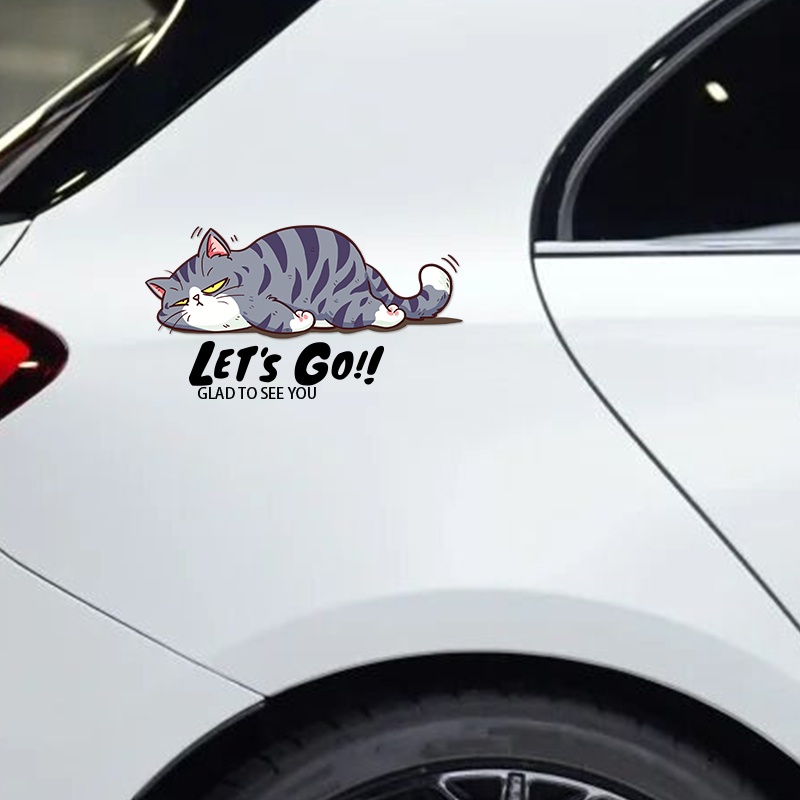 Kucing Mobil Lucu Decals Hias/Vinyl Stiker Mobil Kartun Mainan Anak Decal Untuk Mobil Truk Motor Helm