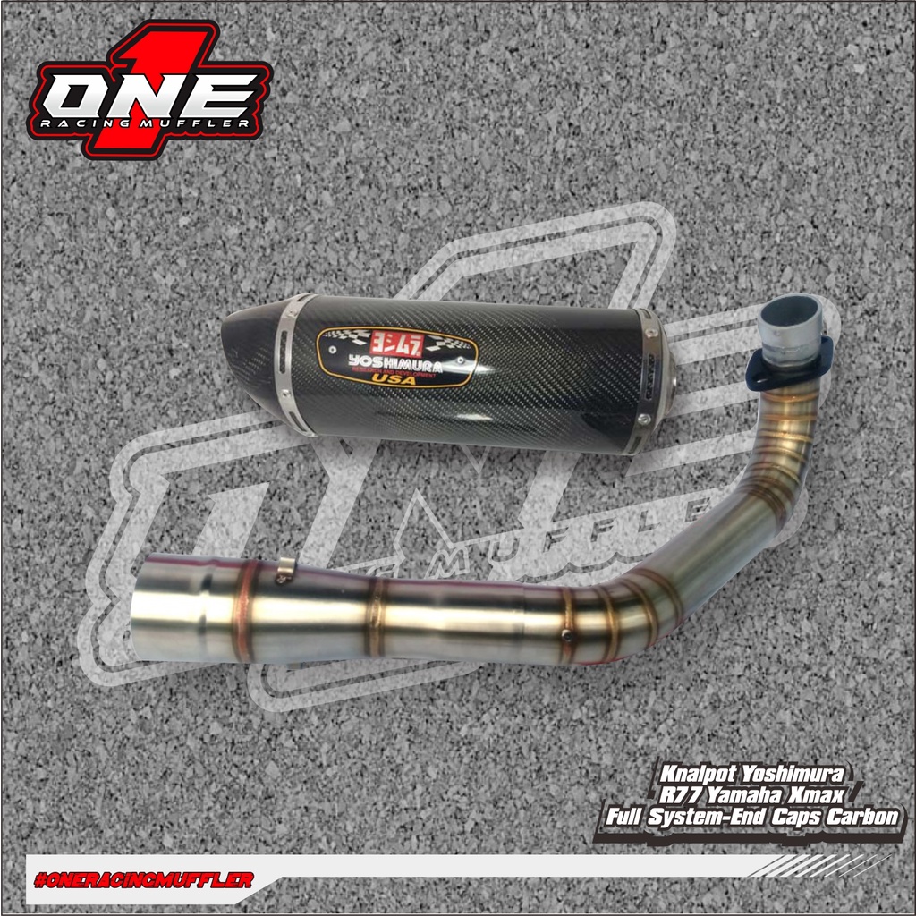 Knalpot Yoshimura R77 Yamaha Xmax Full System - End Caps Carbon