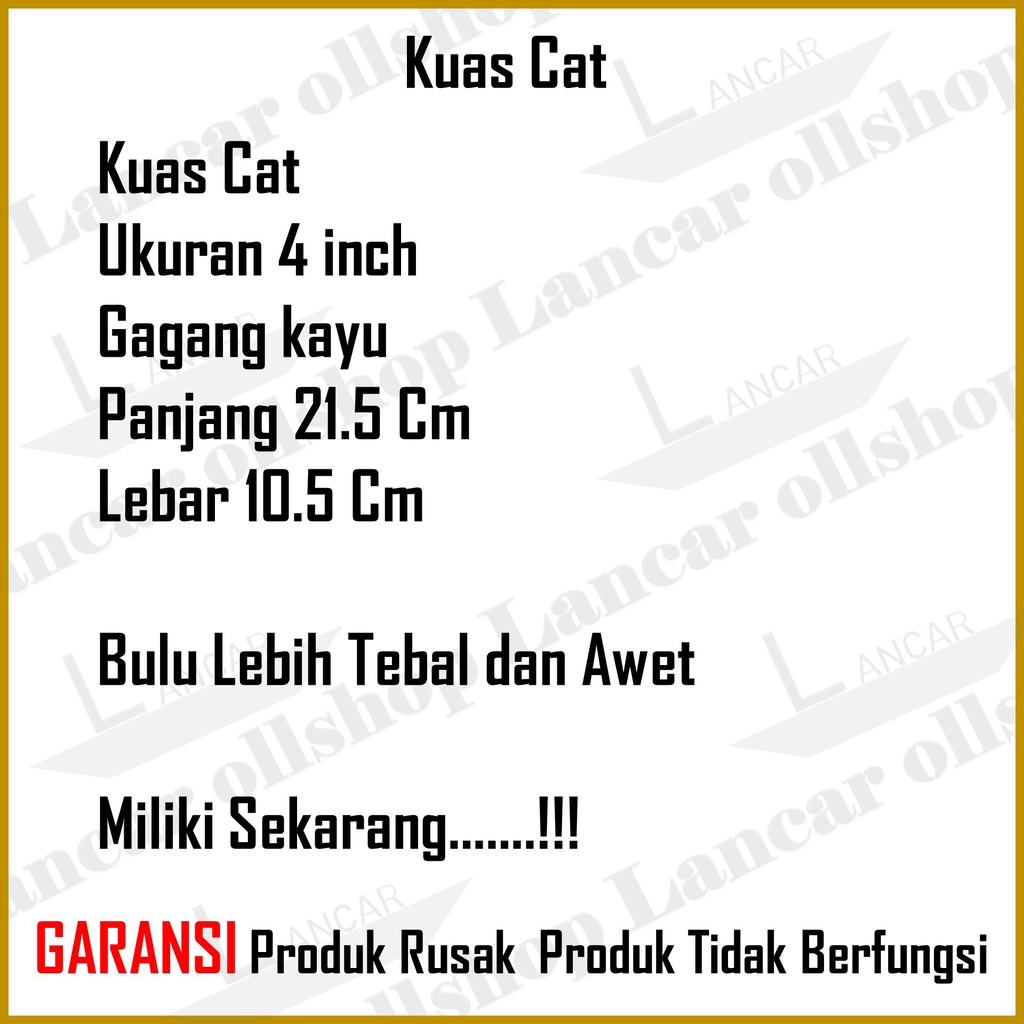 Kuas Cat Tembok / Kuas cat gagang kayu 4 inch