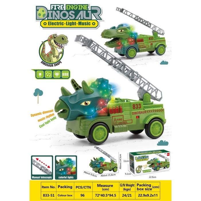 MAINAN ANAK MOBIL DINOSAURUS FIRE ENGINE DINO LAMPU SUARA MUSIC KADO