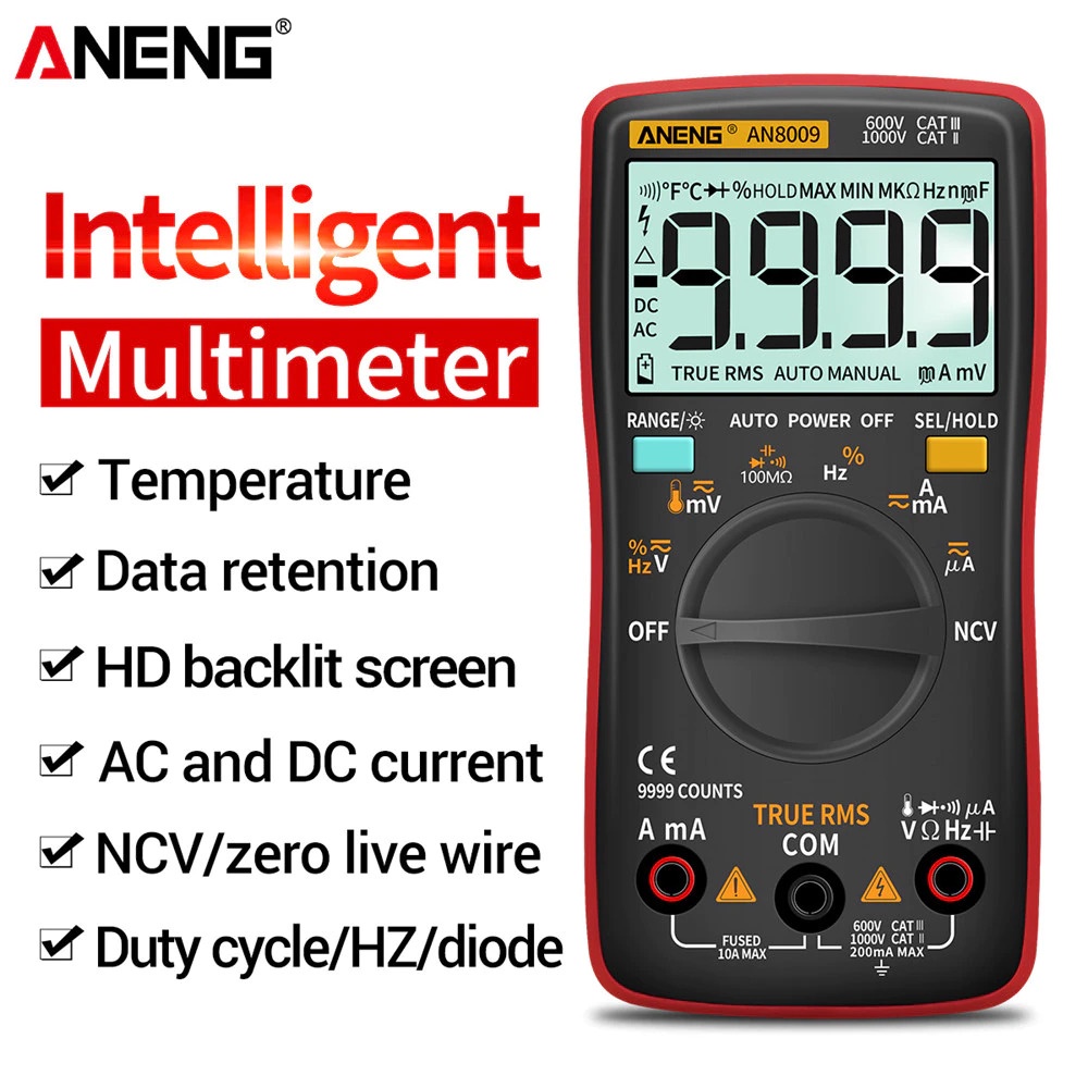 ANENG Digital Multimeter Voltage Tester - AN8009 - Black