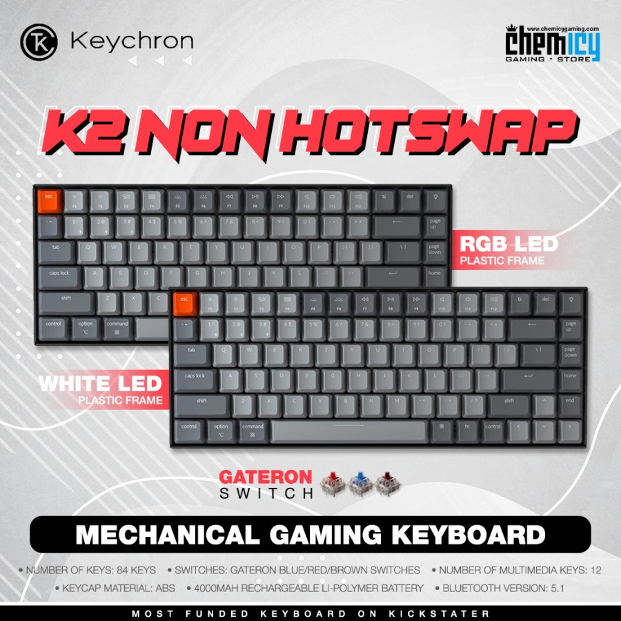 Keychron K2 Non Hotswap Plastic Frame Mechanical Gaming Keyboard