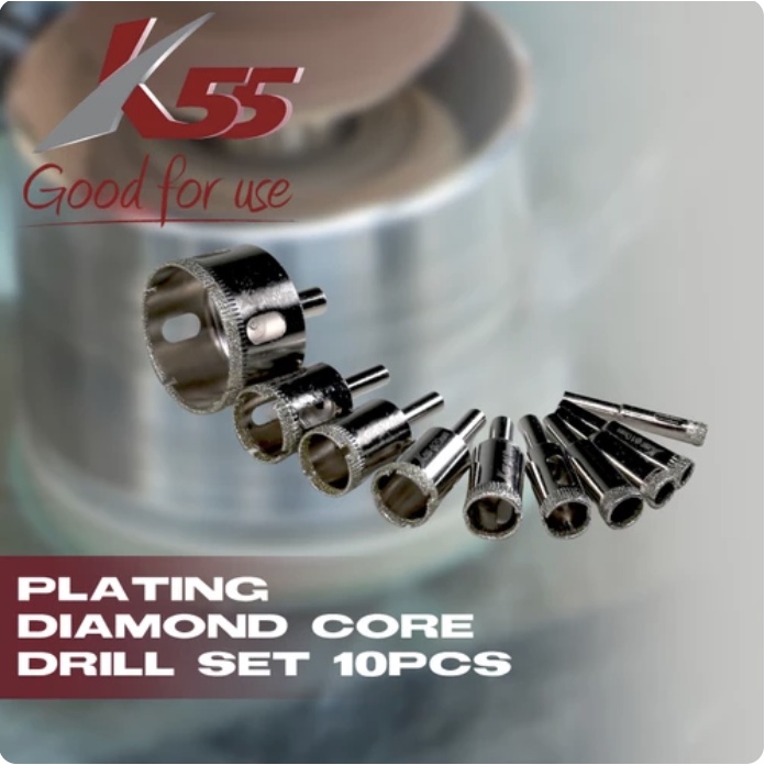 Mata Bor Kaca Keramik  Holesaw Set 8-50mm 10pcs Diamond Hole Saw Plating Coated Ubin Kayu Plastik Se