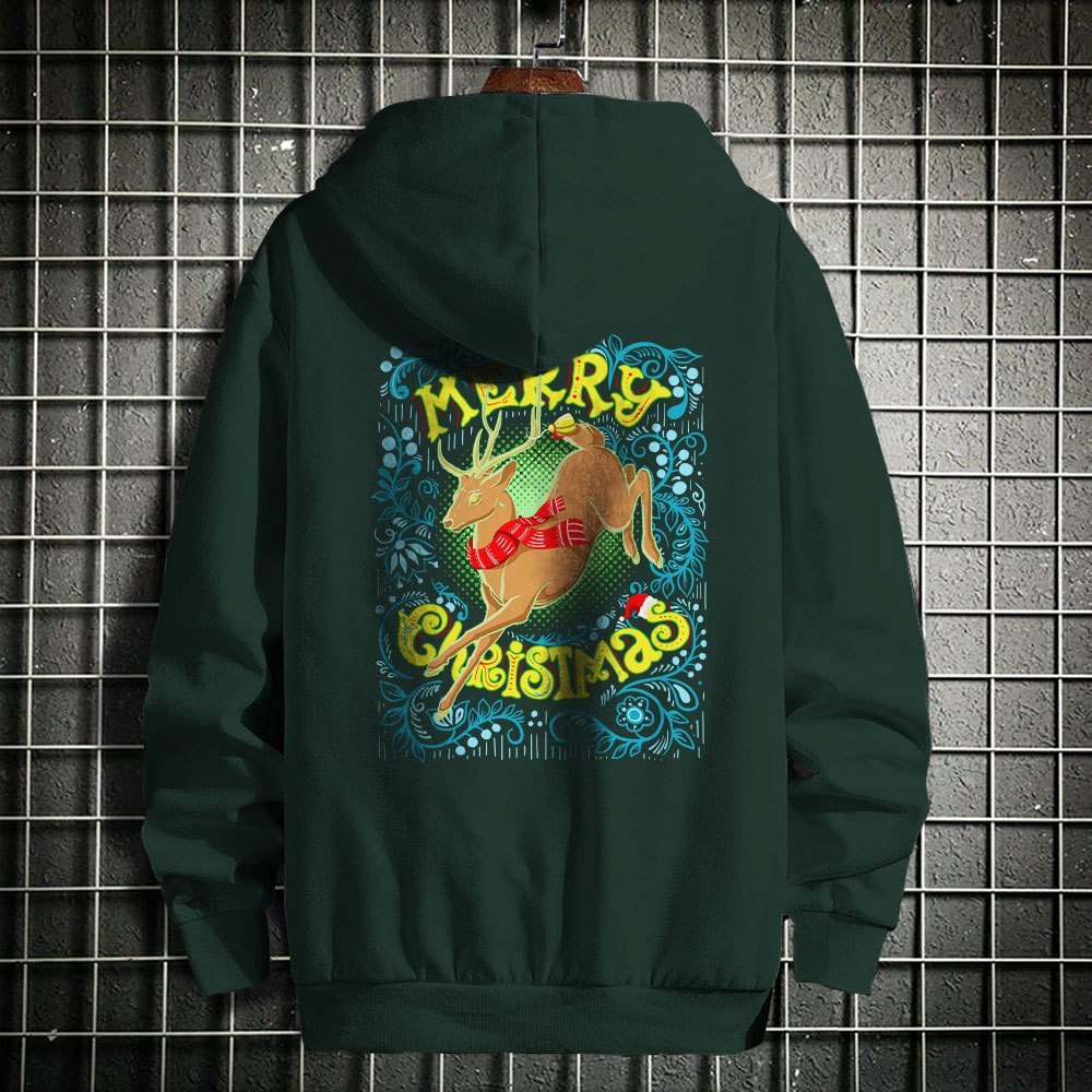 FORTGLASS CHRISTMAS DEER Outerwear Unisex Hoodie Sablon Pria Premium Jaket Pria Jumper Hoodie