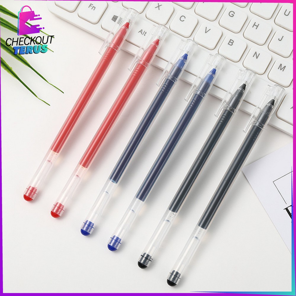 CT A46 Pena Gel Alat Tulis Pulpen 0.5mm Motif Polos Perlengkapan Sekolah Ballpoint Simple Pulpen Cair Kantor Import