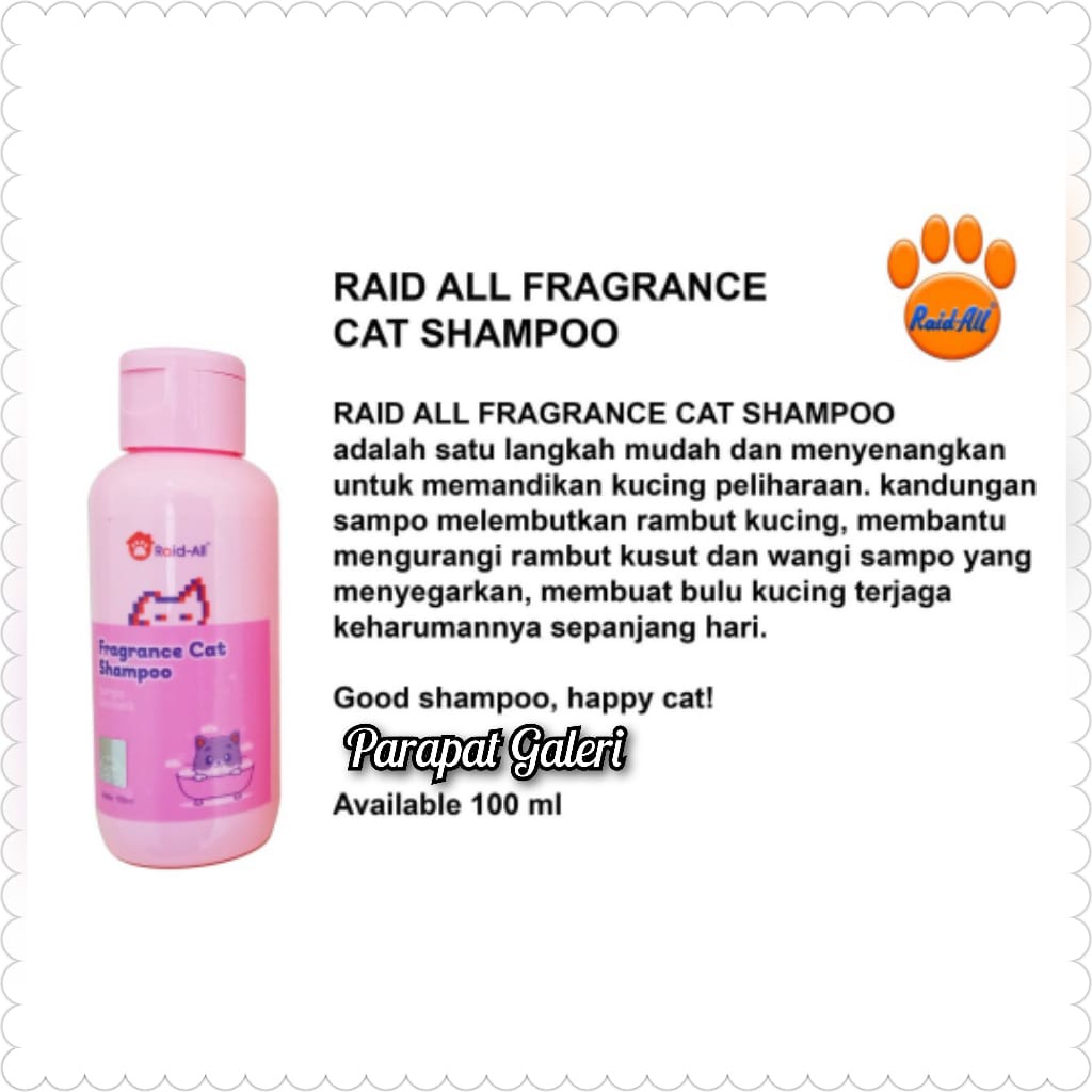 Shampo Kutu Kucing / Shampo Jamur Kucing / Shampo Wangi Kucing / Grooming / Raid All isi 100 ml