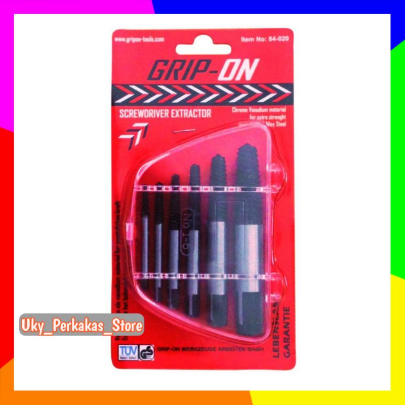 GRIP-ON 6 PCS HAND TAP BALIK / PEMBUKA BAUT RUSAK - SCREW EXTRACTOR SET