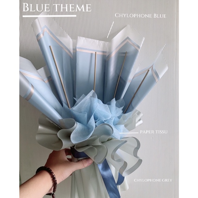 Casing Buket Wadah Bucket Tempat Buket Bunga Bucket Snack Biru