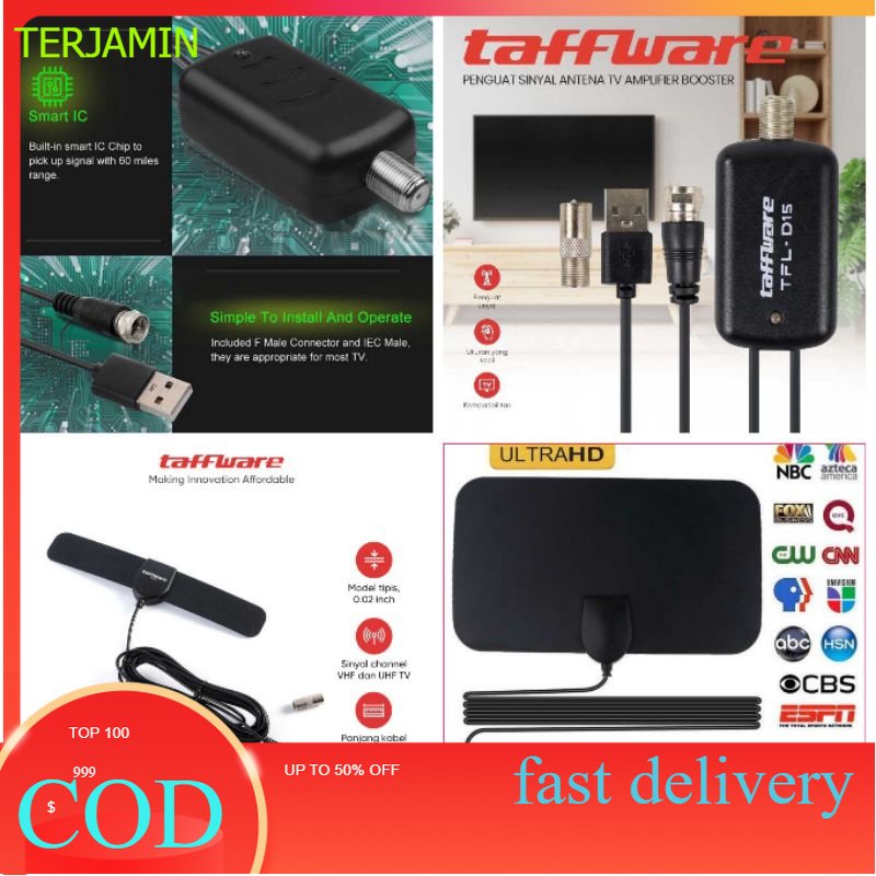 TAFFWARE SATU SET BOOSTER PENGUAT SINYAL DAN ANTENA TV DIGITAL