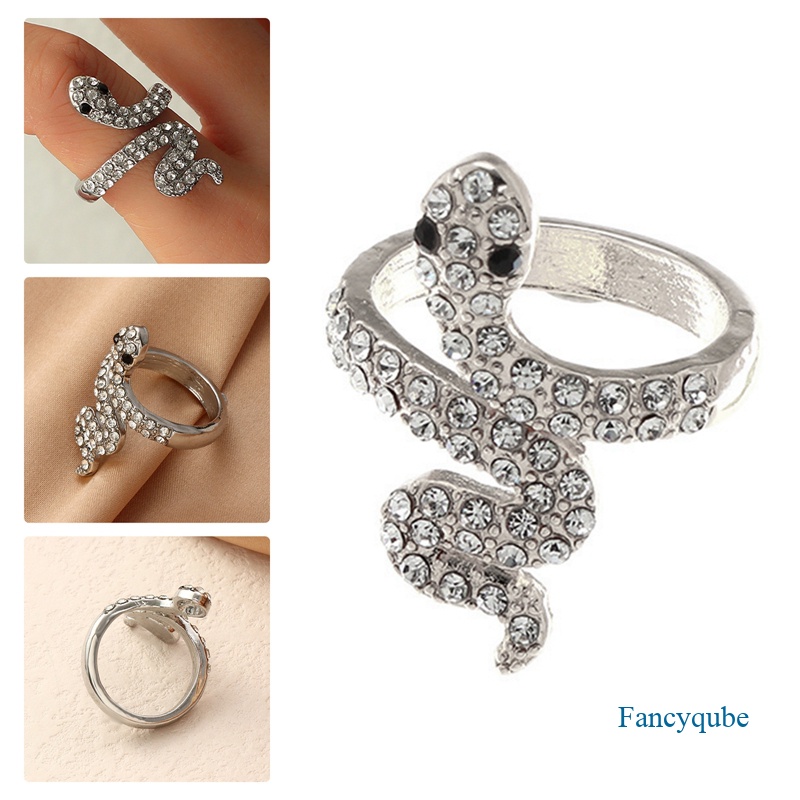 Fashion Ular Multilayer Cincin Untuk Wanita Emas Tembaga Zirkon Punk Rock Adjustable Ring Vintage Perhiasan Hewan Grosir Hadiah