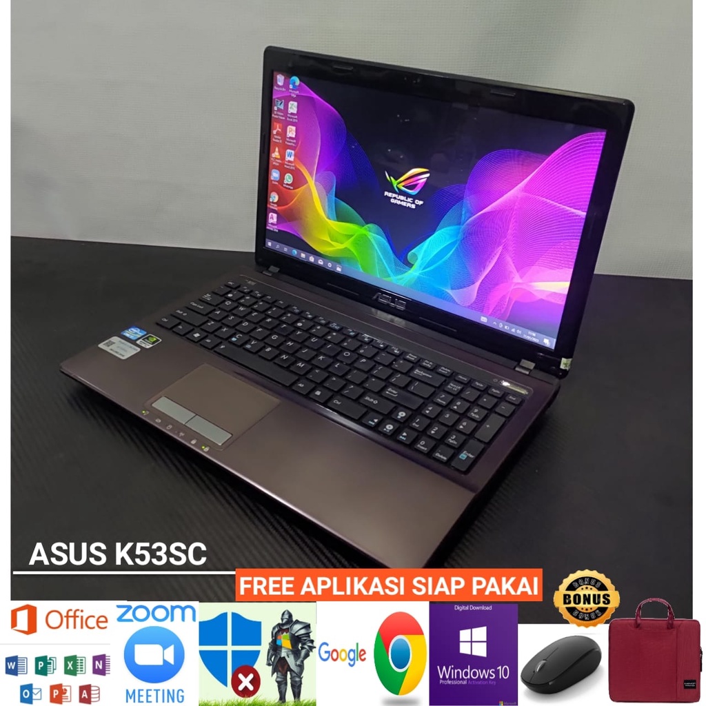 Laptop Asus K53SC intel Core i7 Ram 8GB SSD 256GB/1TB - Siap pakai