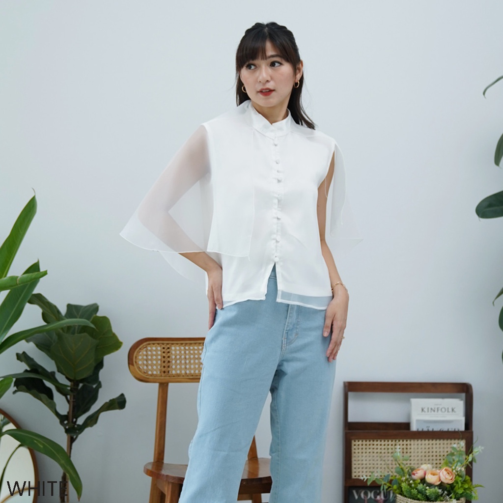 Cap Organza Cenyuvei Atasan Blouse Top Wanita
