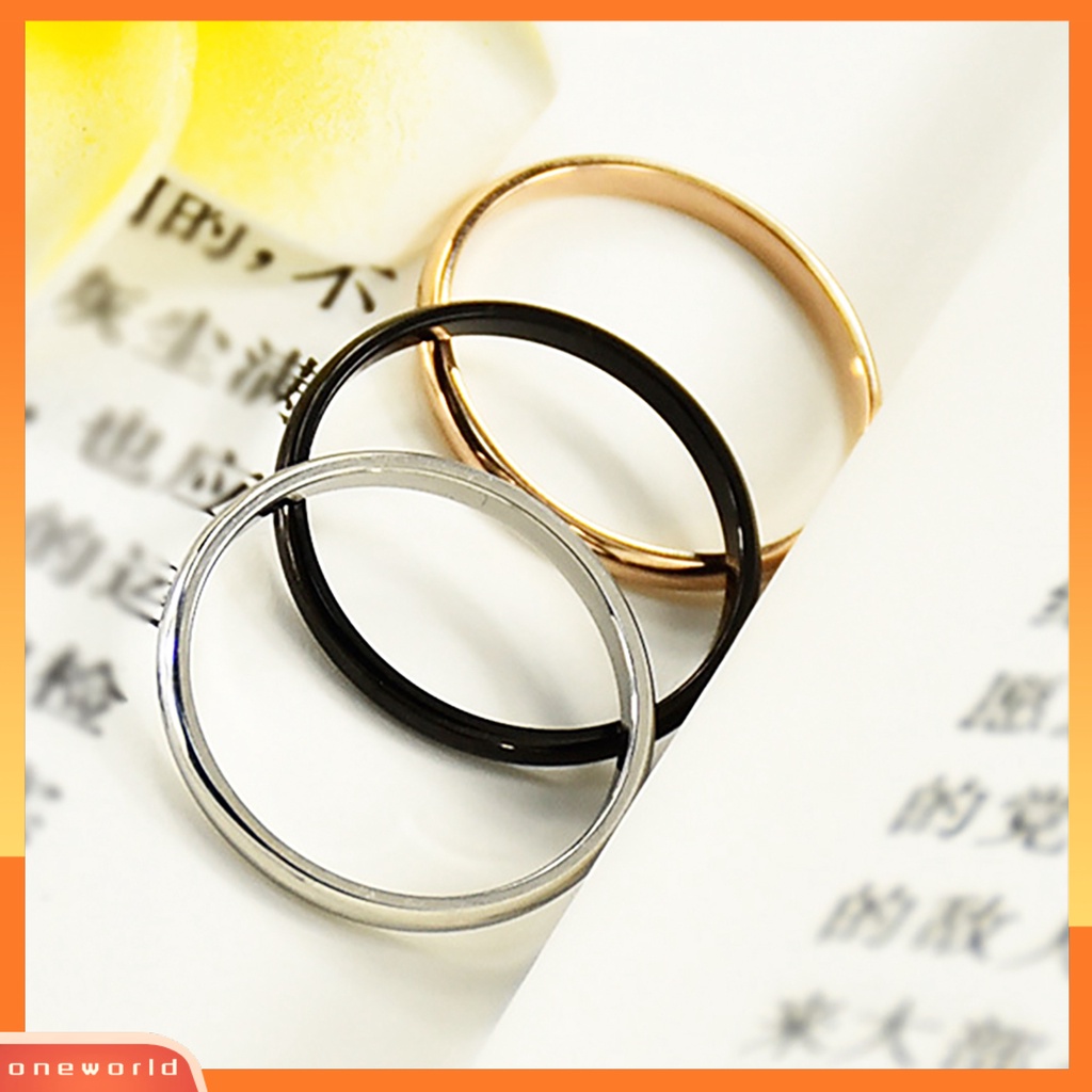 {oneworld} Cincin Couple Serbaguna Bahan Titanium Steel Halus Geometris Jari Cincin Untuk Pesta Perjamuan Ulang Tahun Pertunangan