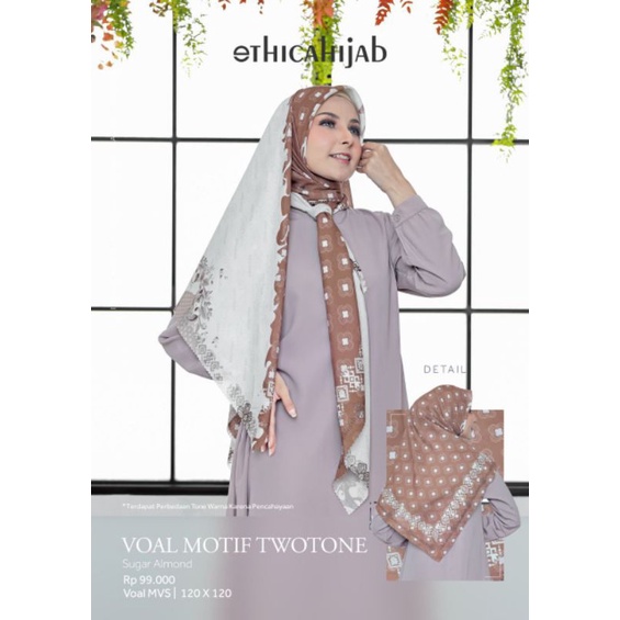 Ethica Hijab Kerudung Voal Motif Twotone (Alpine Green, Merlot, Sugar Almond)