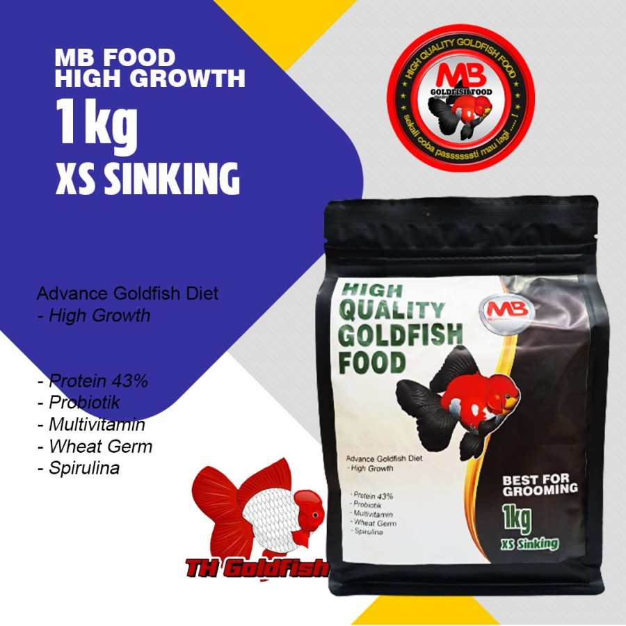 MB Food Hi Growth 1 kg Size Xs, 1mm. Makanan Ikan
