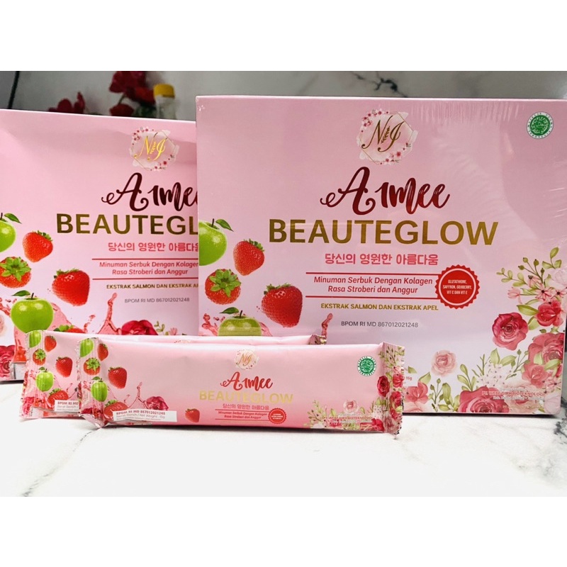 AIMEE BEAUTY GLOW Aimee Collagen Drink Dna Salmon Safron Apple Stemcell 15 Sachet 15 Gram Premium Mi