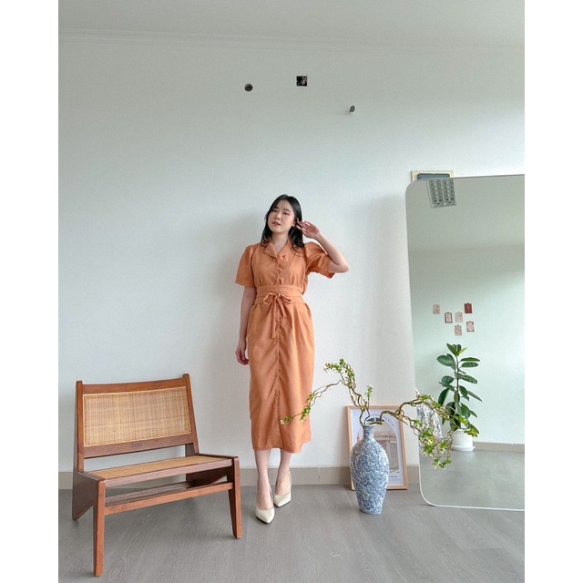 KANON - Kate Obi Dress - Dress imlek kemeja midi vintage bumil friendly