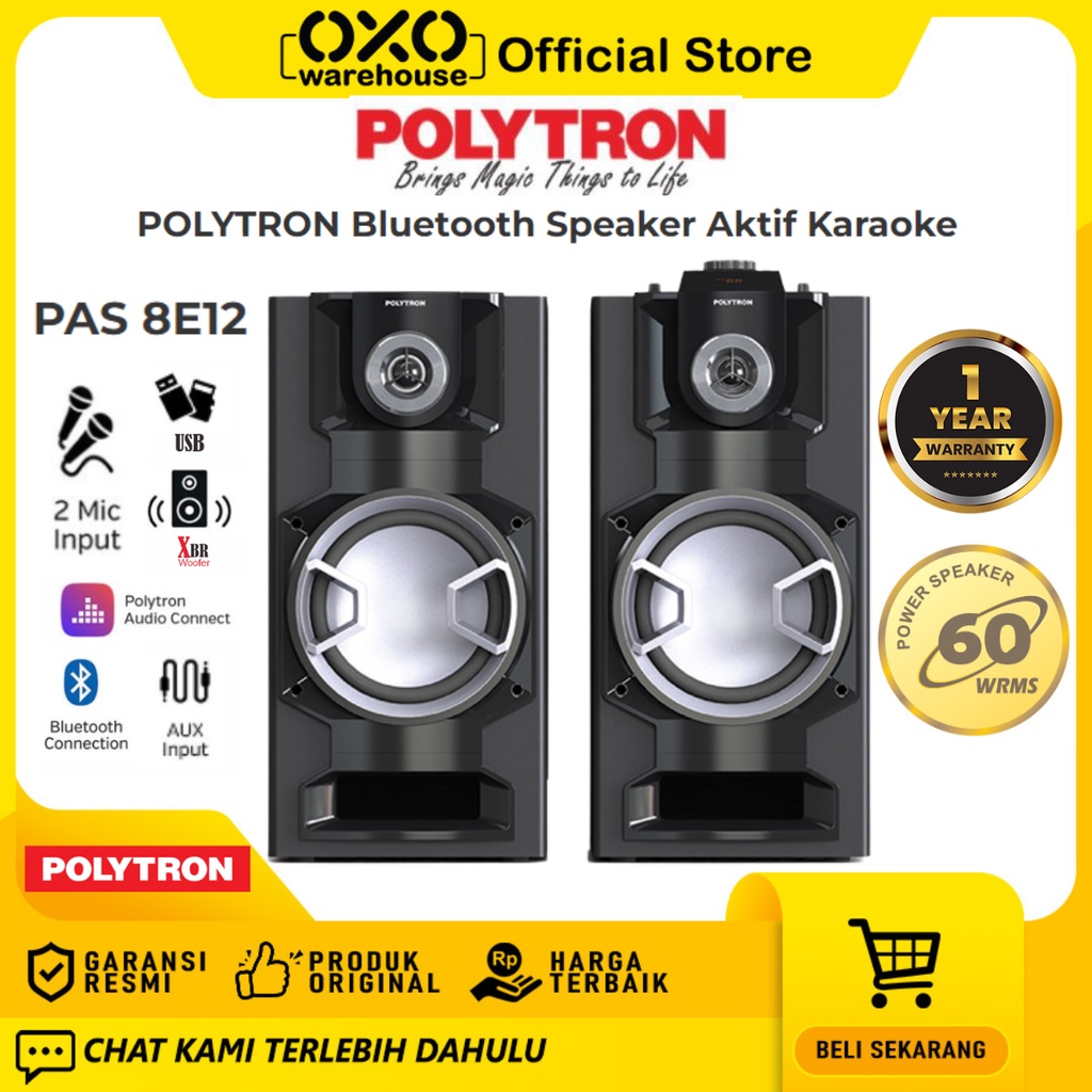 POLYTRON Speaker PAS 8E12 Bluetooth Low Watt Garansi Resmi