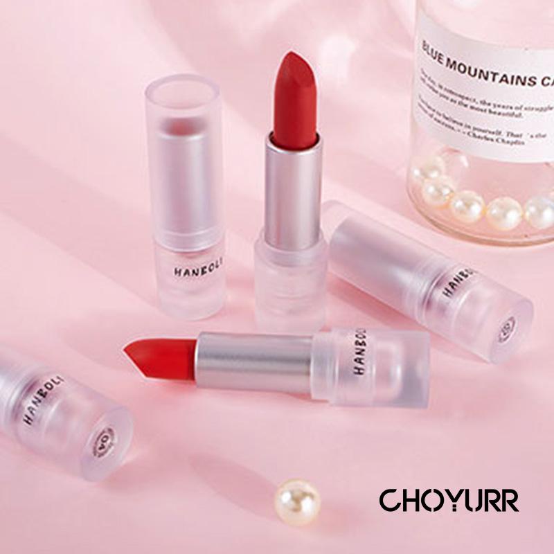 【COD】Lipstik Matte Velvet Lembut Es Batu Transparan Lipstick Bibir Natural Tahan Lama Bibir Kosmetik Portabel-CH