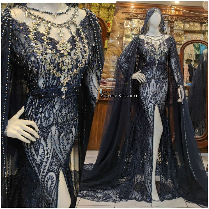 Kebaya Gaun Pengantin Sequin Wedding Dress Sequeen Belah