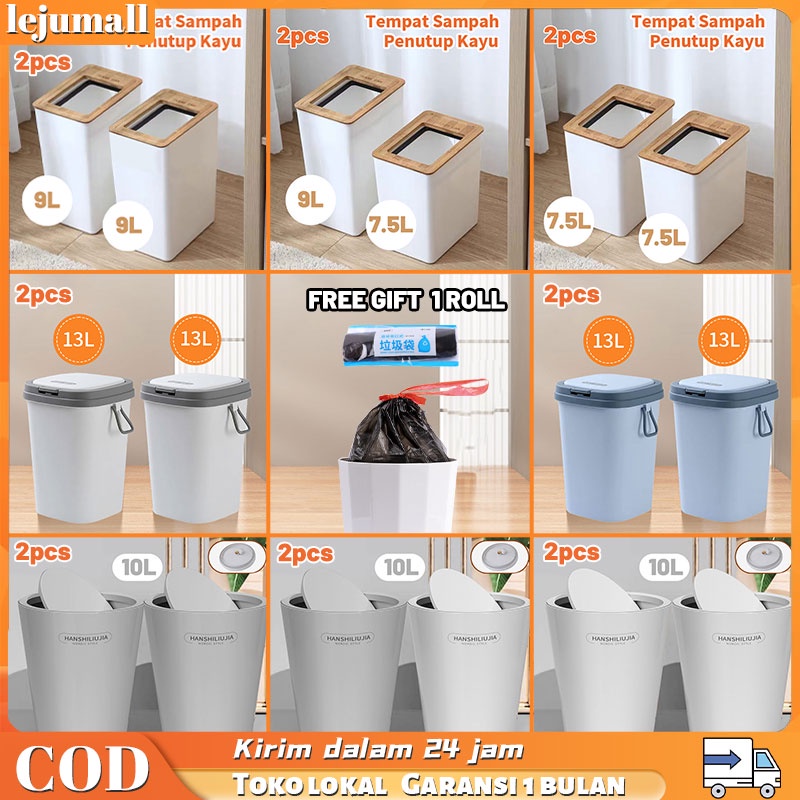 Affordable Pack 2pcs Tempat sampah dengan penutup Tempat sampah dapur dan kamar mandi Tekan tipe Shake